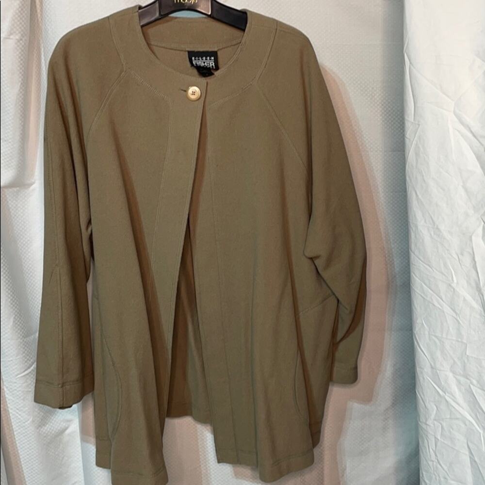 Eileen Fisher 2x tan 1button swing jacket guc
